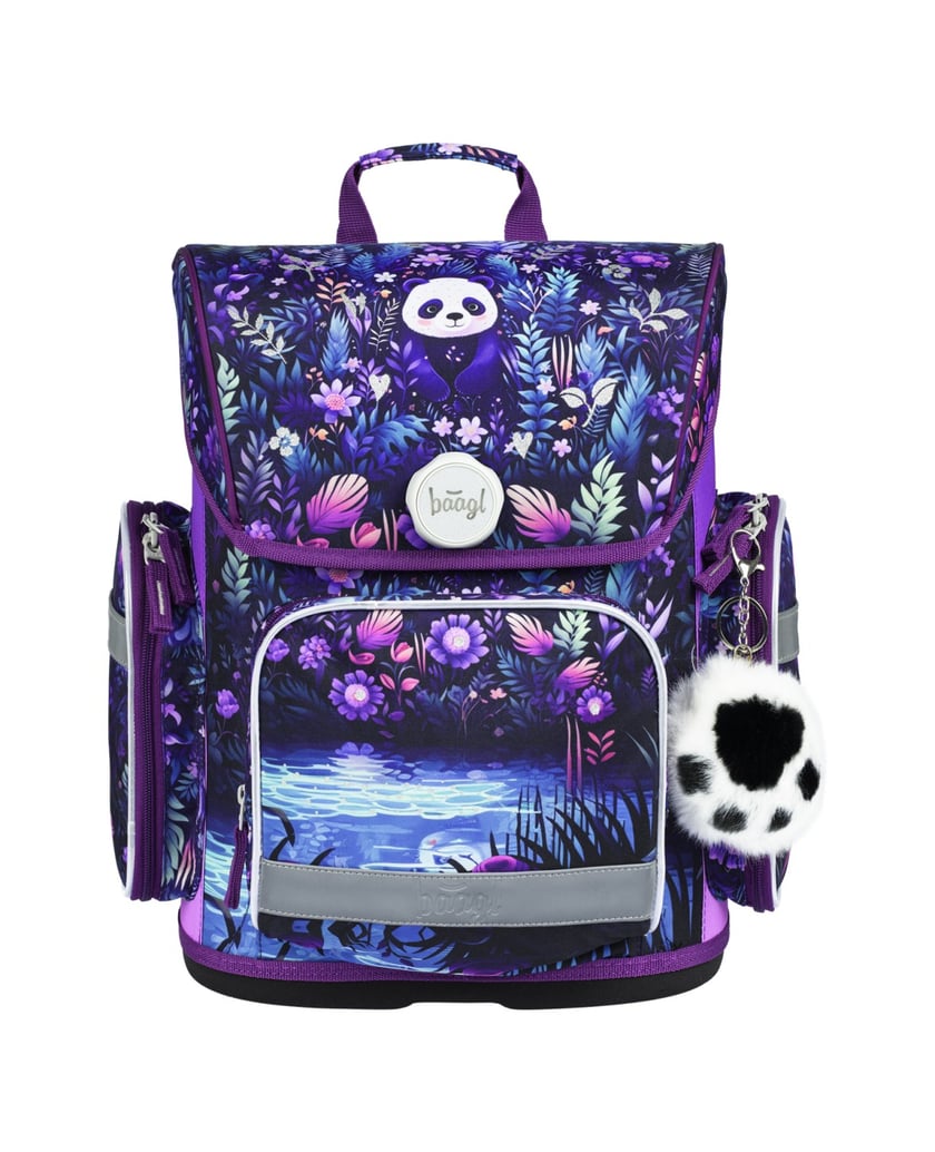 Baagl-Ergo-Jungle-Panda-Schulranzen-Set-3tlg-lila