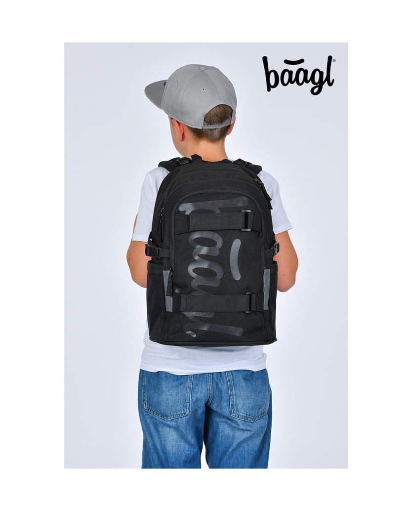 Baagl-Schulrucksack-Skate-Uni-Schwarz-schwarz