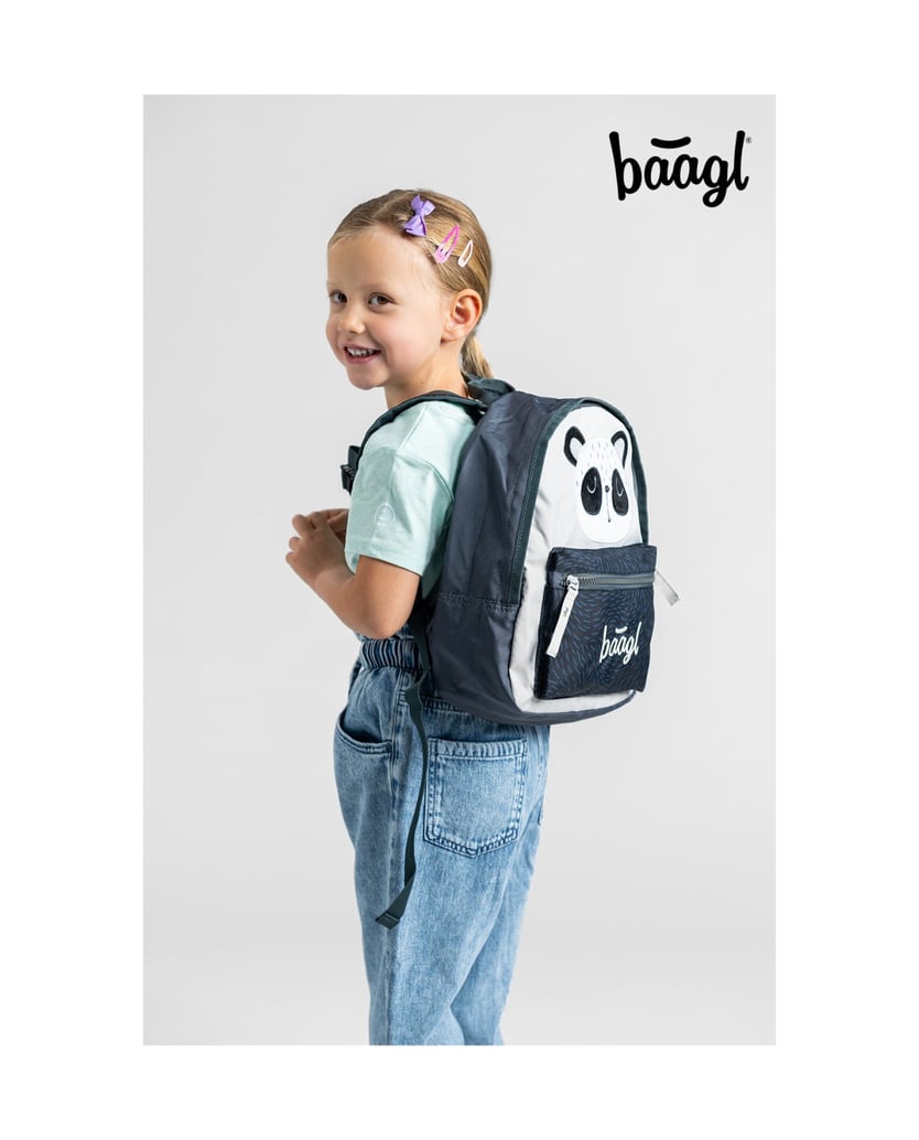 Baagl-Kindergartenrucksack-Panda-grau