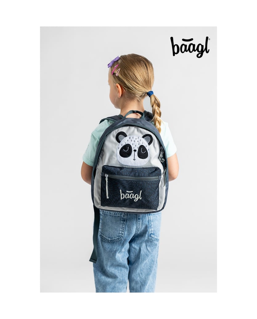 Baagl-Kindergartenrucksack-Panda-grau