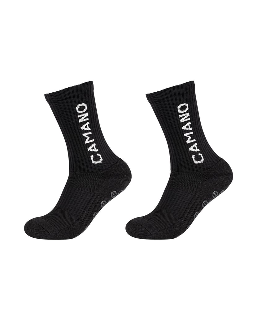 Camano-Sportsocken-mit-Grip-Extrastark-Anti-Rutsch-Fußballsocken-Tennissocken-Schweißabsorbierend-Perfekter-Sitz--Coolmax-Netzbelüftung--verstärktem-Fersen--und-Zehenbereich-schwarz