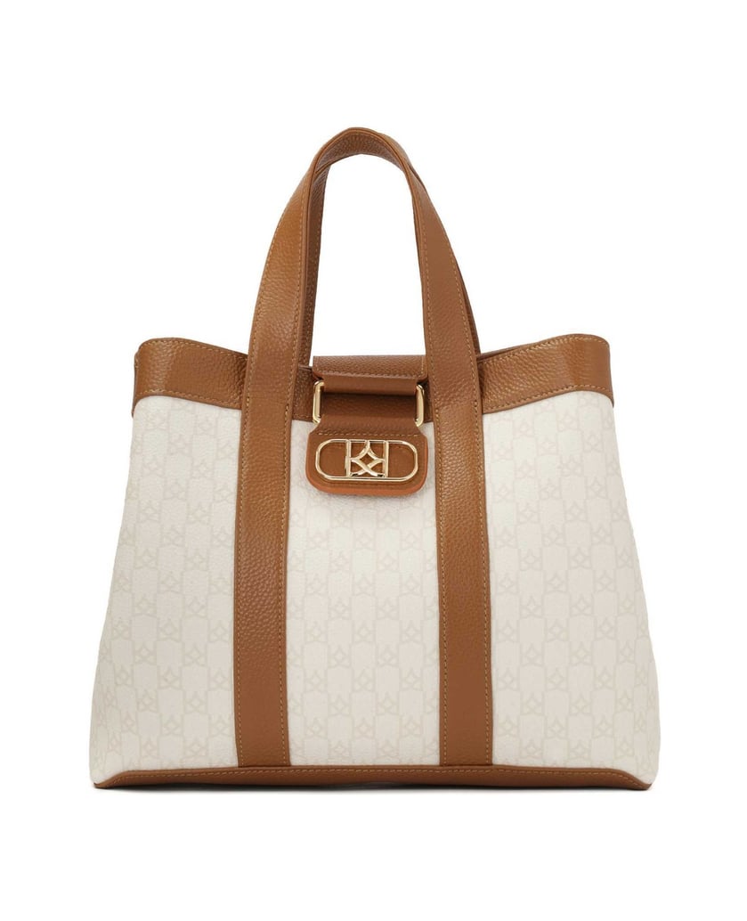Kazar-Zweifarbige-Handtasche-mit-Haltegriffen-weiss