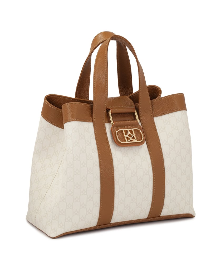 Kazar-Zweifarbige-Handtasche-mit-Haltegriffen-weiss