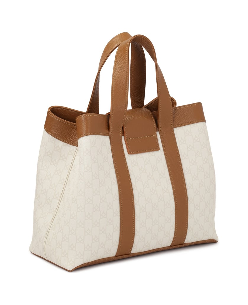 Kazar-Zweifarbige-Handtasche-mit-Haltegriffen-weiss