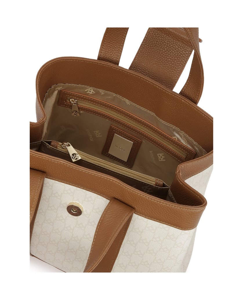 Kazar-Zweifarbige-Handtasche-mit-Haltegriffen-weiss