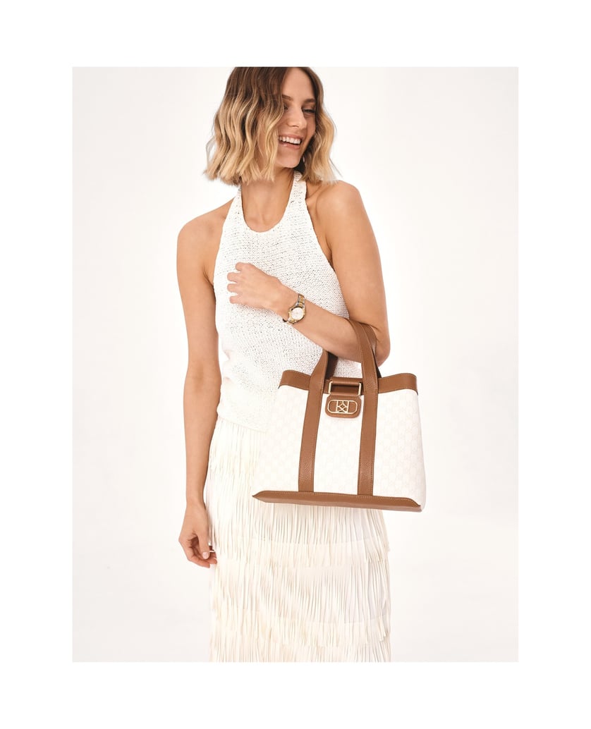 Kazar-Zweifarbige-Handtasche-mit-Haltegriffen-weiss