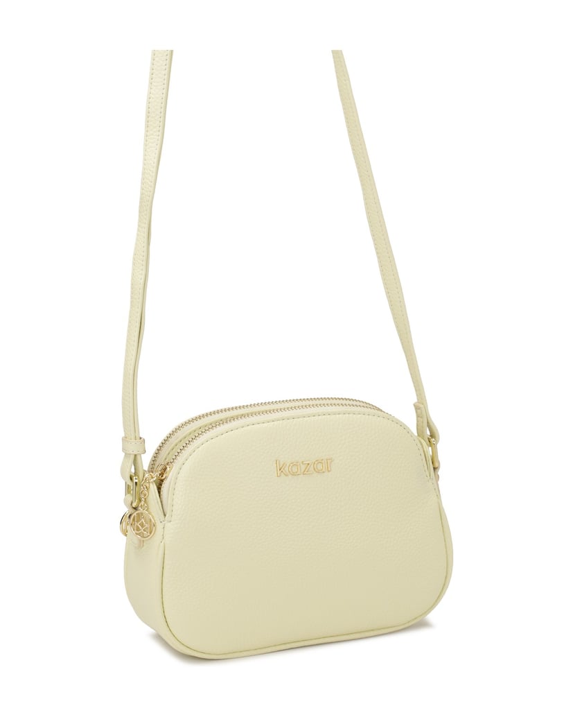 Kazar-Lederhandtasche-mit-langem-Riemen-gelb