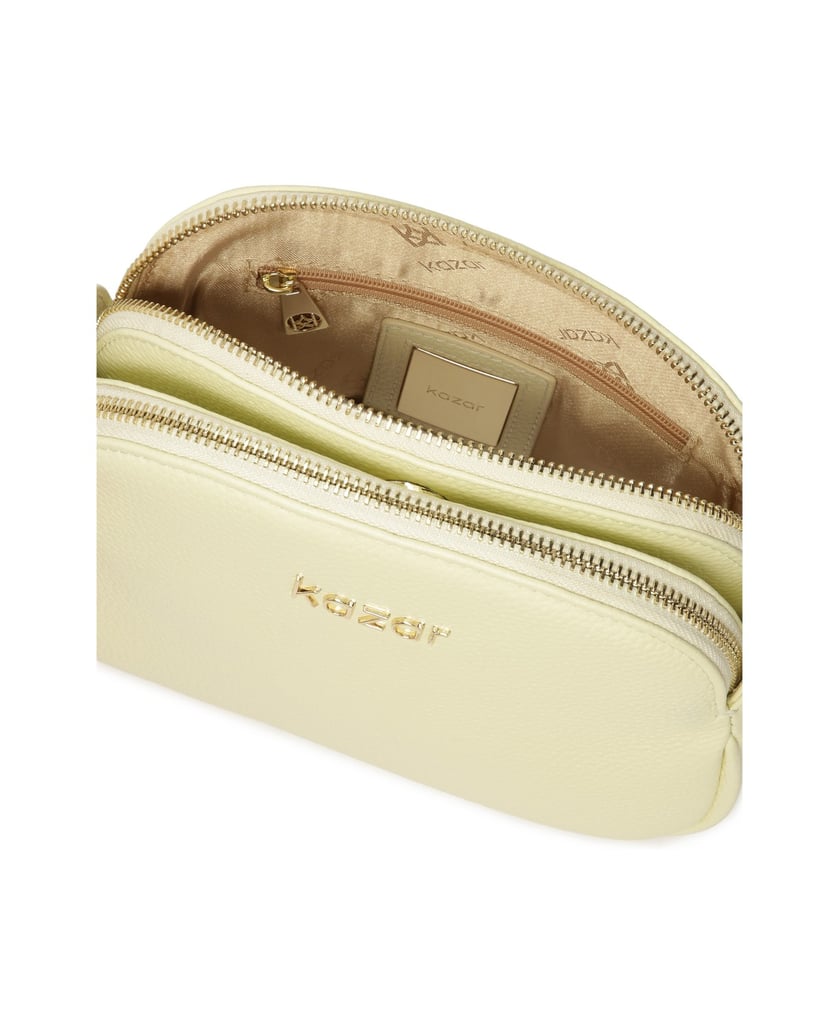 Kazar-Lederhandtasche-mit-langem-Riemen-gelb