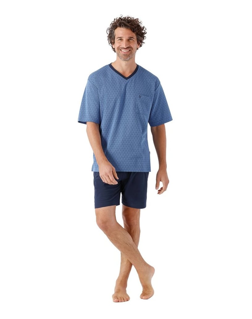 hajo-Herren-Pyjama-Klima-Light-Shorty-blau-