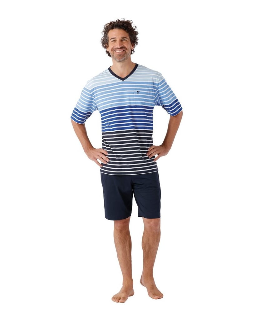 hajo-Herren-Pyjama-Shorty-Bermuda-Klima-Komfort-grau