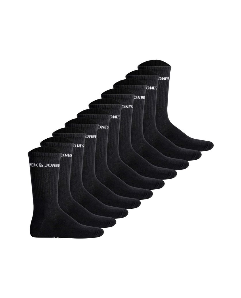 Jack-&-Jones-Herren-Socken-10er-Pack-JACBASIC-LOGO-TENNIS-SOCK-10-PACK-schwarz