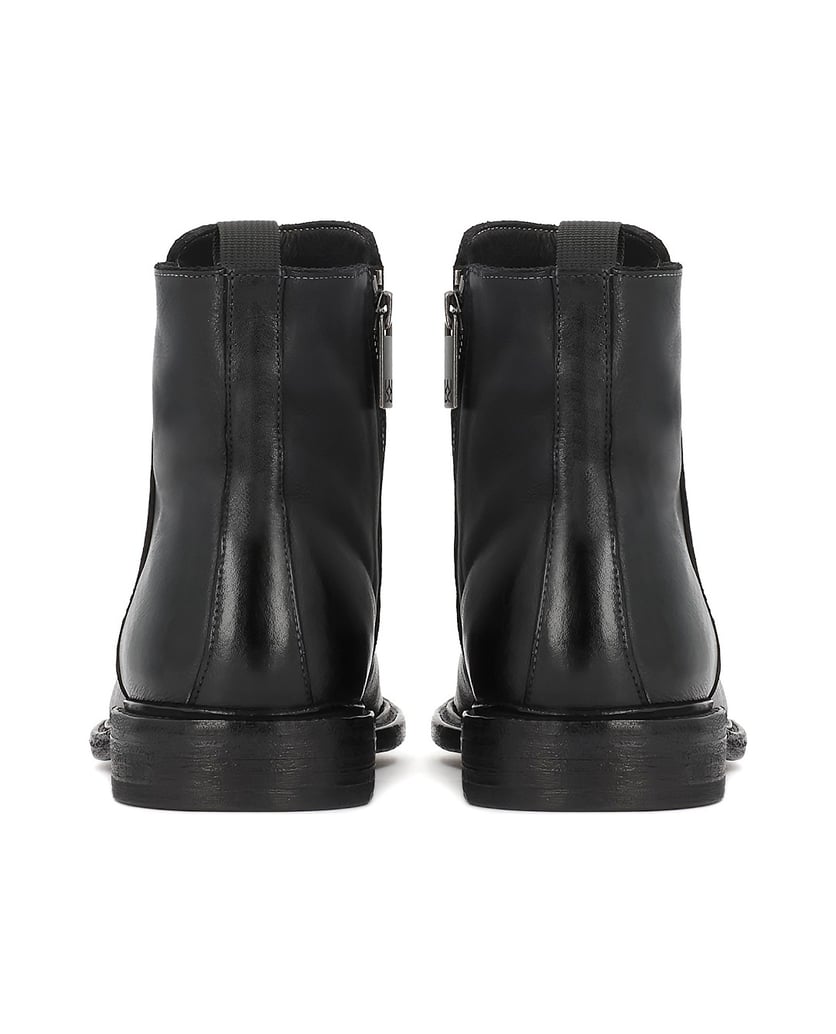 Kazar-Schwarze-Lederstiefel-mit-Reißverschluss-schwarz