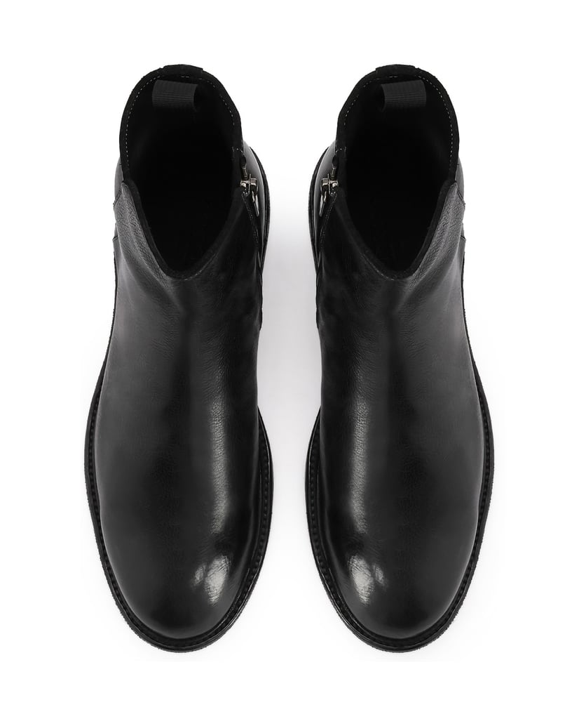Kazar-Schwarze-Lederstiefel-mit-Reißverschluss-schwarz