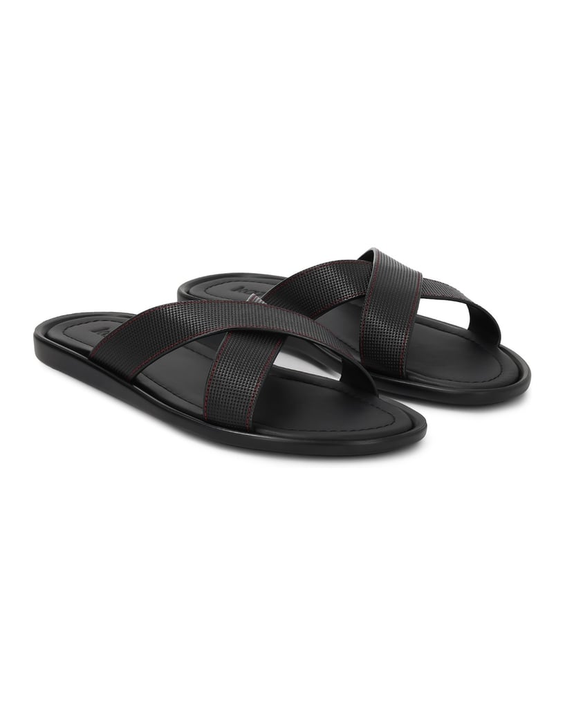 Kazar-Schwarze-Leder-in-Schwarz-mit-roten-Nähten-für-Herren-schwarz