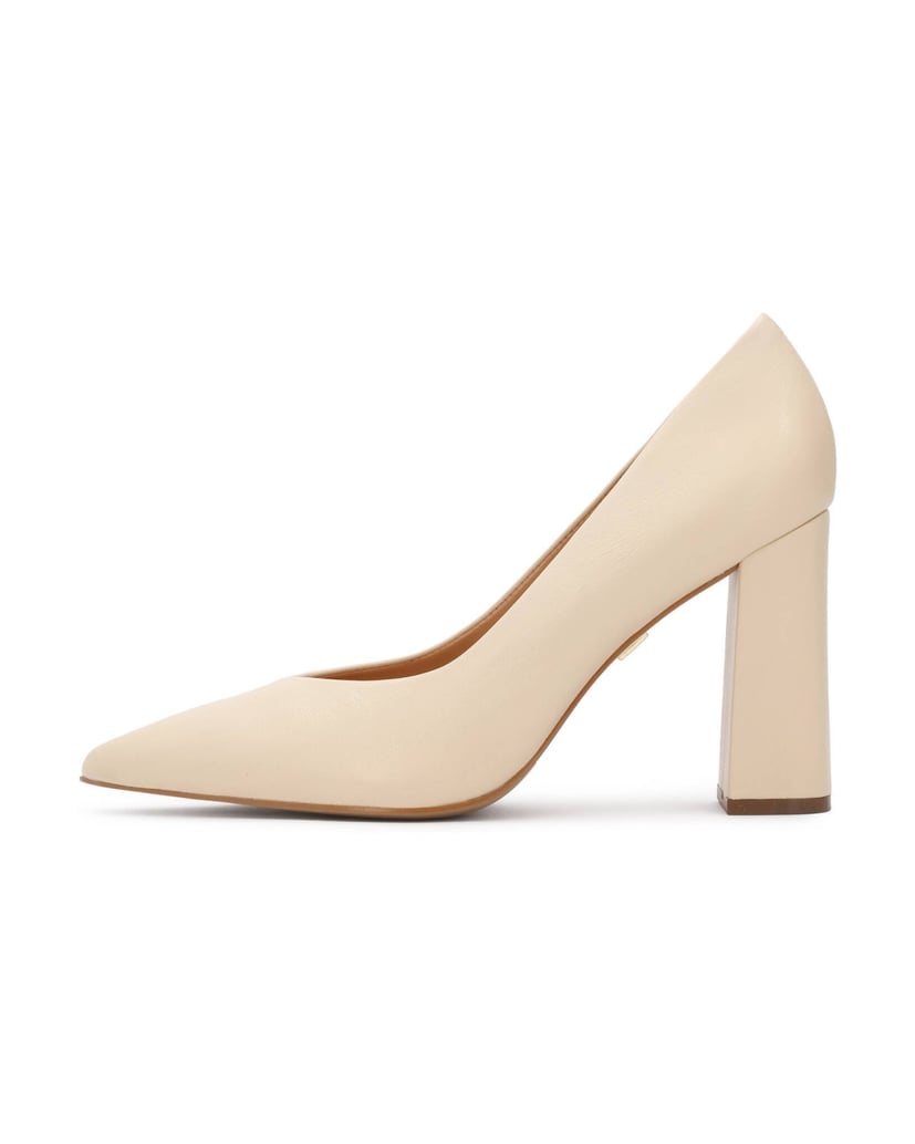 Kazar-Helle-Lederpumps-mit-breitem-Absatz-beige