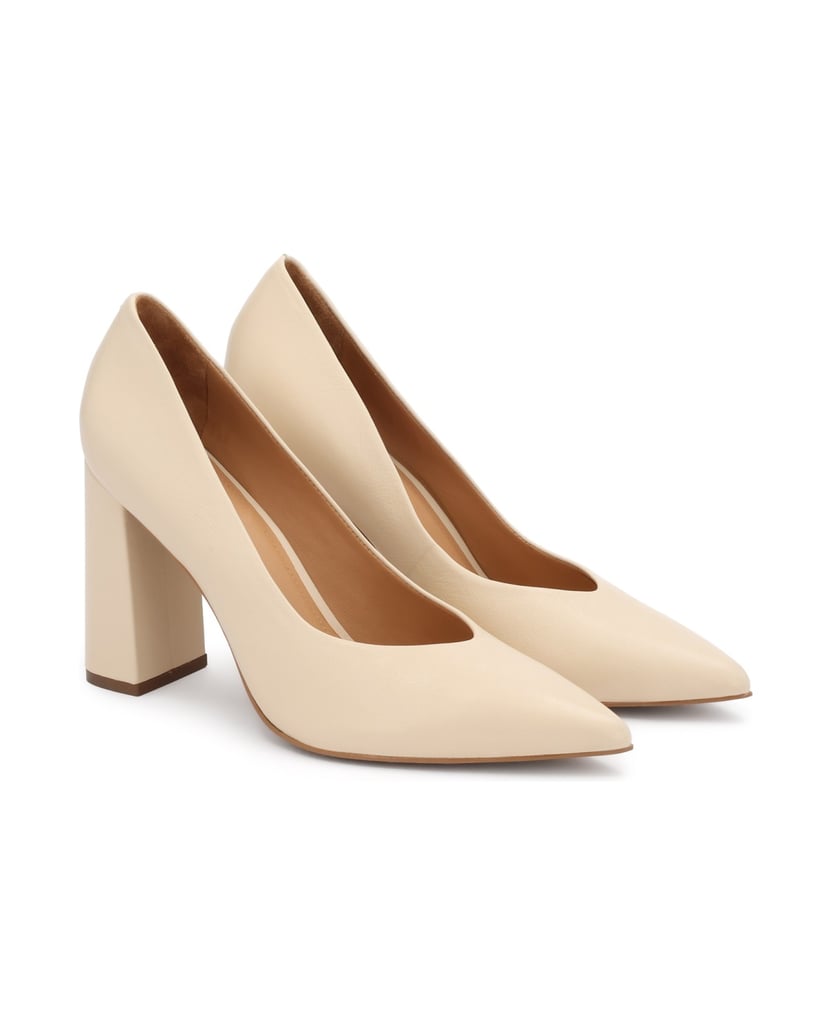 Kazar-Helle-Lederpumps-mit-breitem-Absatz-beige