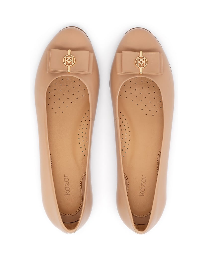 Kazar-Beige-Lederballerinas-mit-Schleife-beige