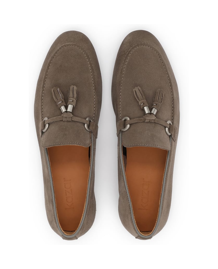 Kazar-Herren-Slipper-aus-Wildleder-mit-Haken-und-Metalldetails-taupe