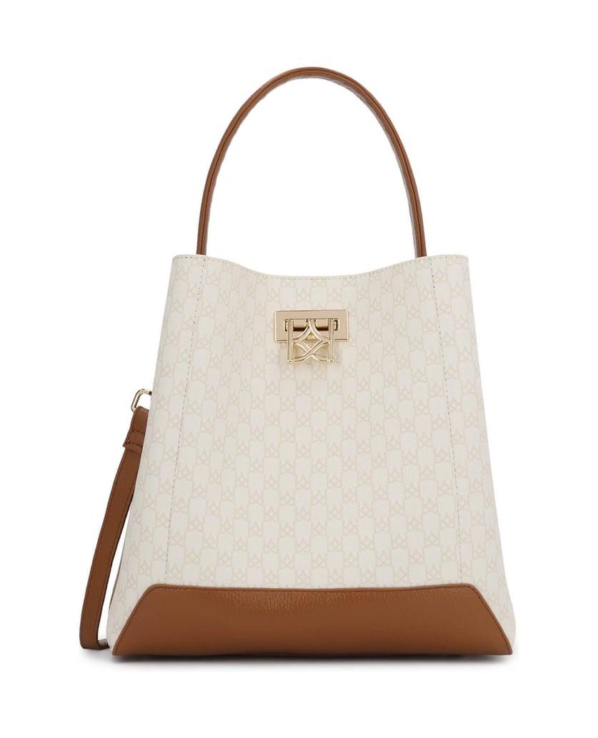 Kazar-Gemusterte-Handtasche-aus-Naturleder-weiss