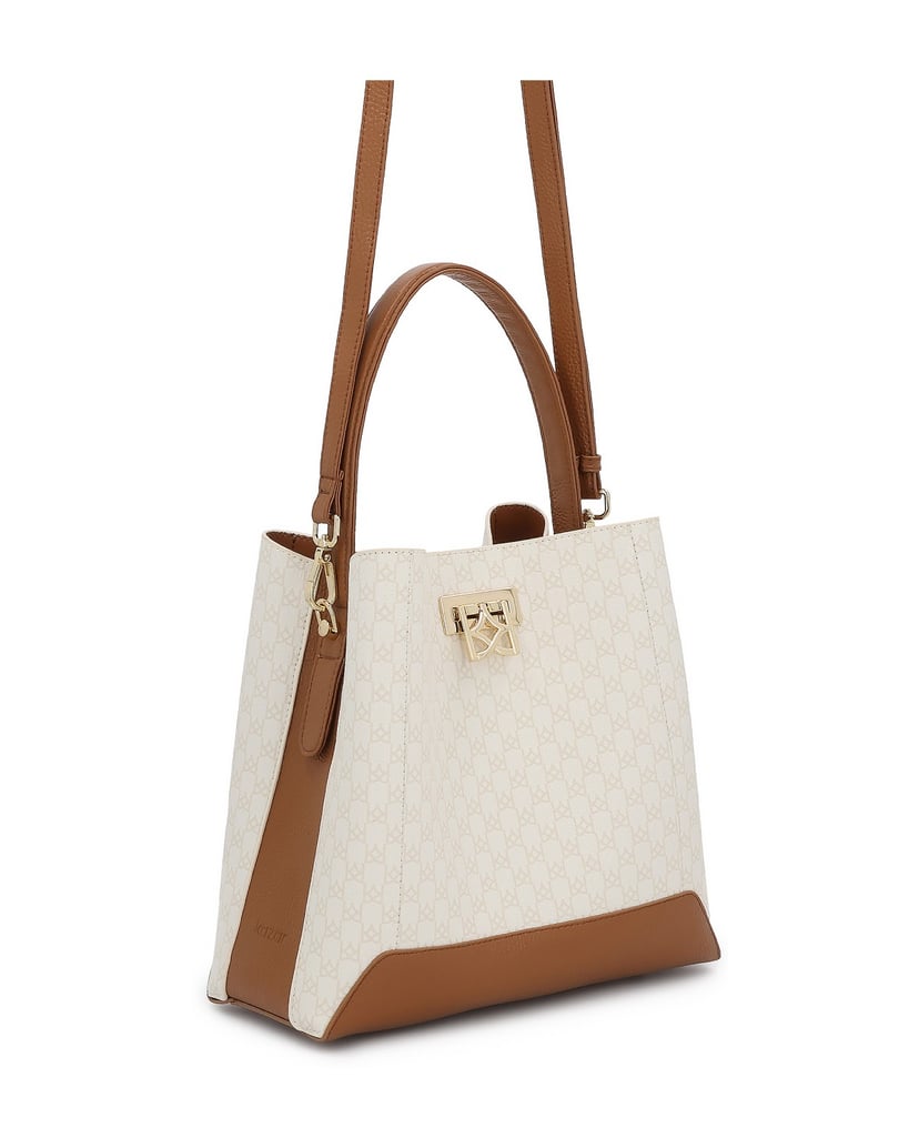 Kazar-Gemusterte-Handtasche-aus-Naturleder-weiss
