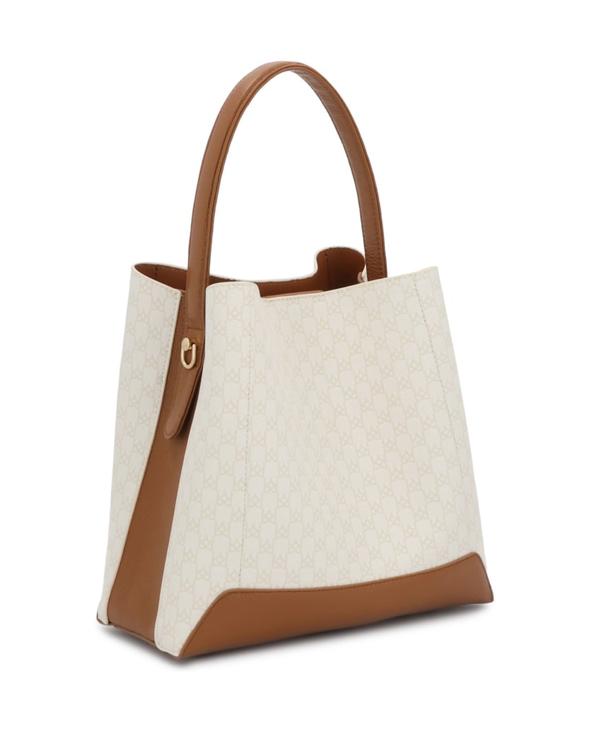 Kazar-Gemusterte-Handtasche-aus-Naturleder-weiss