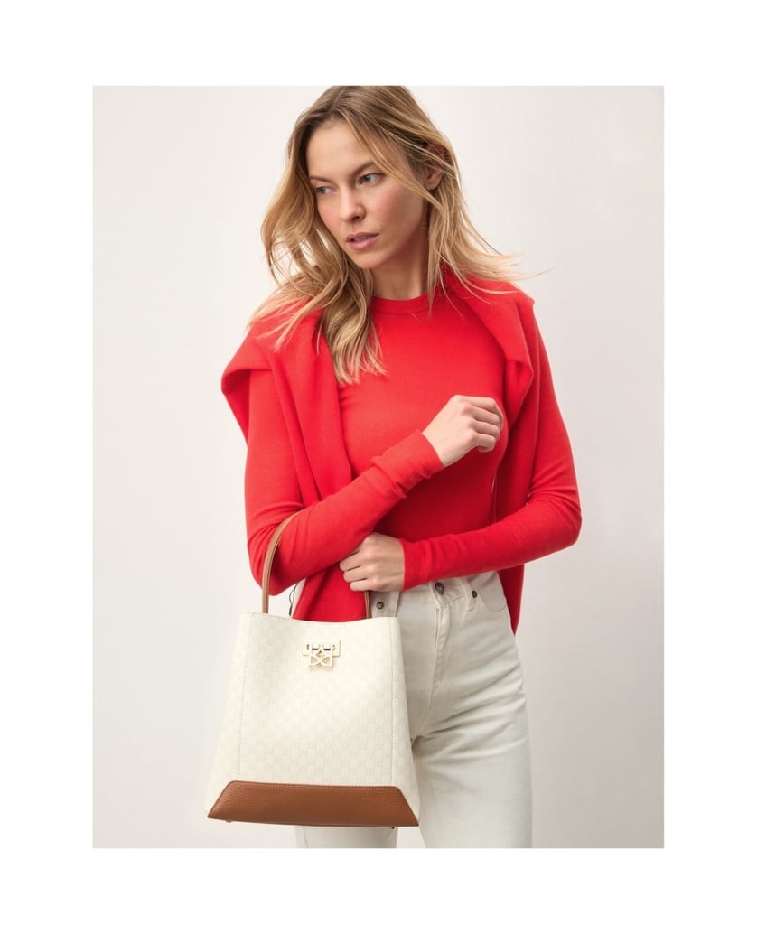 Kazar-Gemusterte-Handtasche-aus-Naturleder-weiss