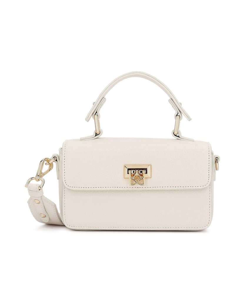 Kazar-Weiße-steife-Handtasche-mit-breitem-Riemen-weiss