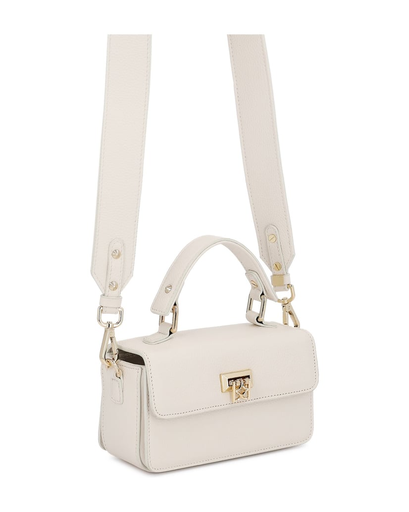 Kazar-Weiße-steife-Handtasche-mit-breitem-Riemen-weiss
