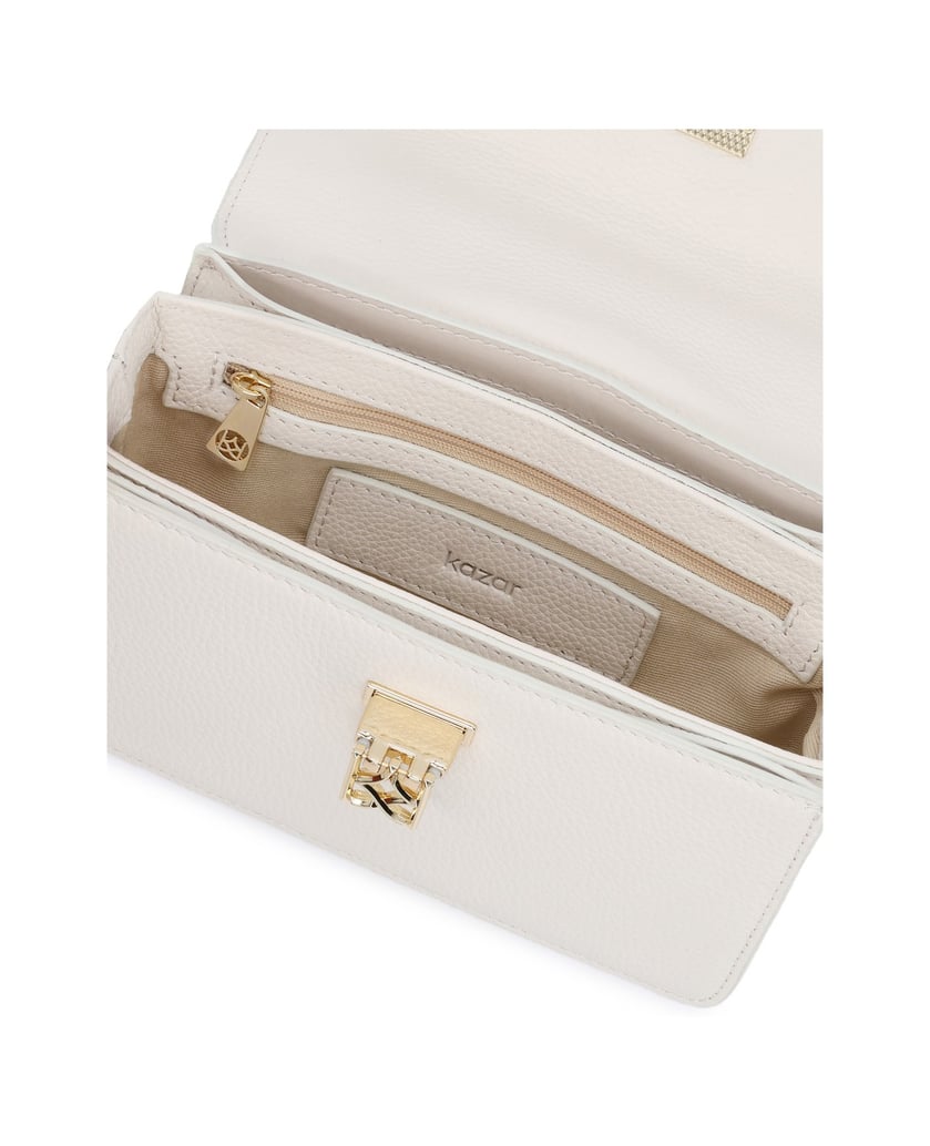Kazar-Weiße-steife-Handtasche-mit-breitem-Riemen-weiss