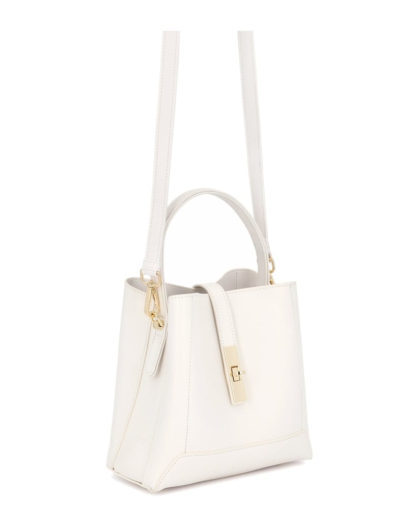 Kazar-Handtasche-mit-dekorativer-Schließe-und-Kette-weiss