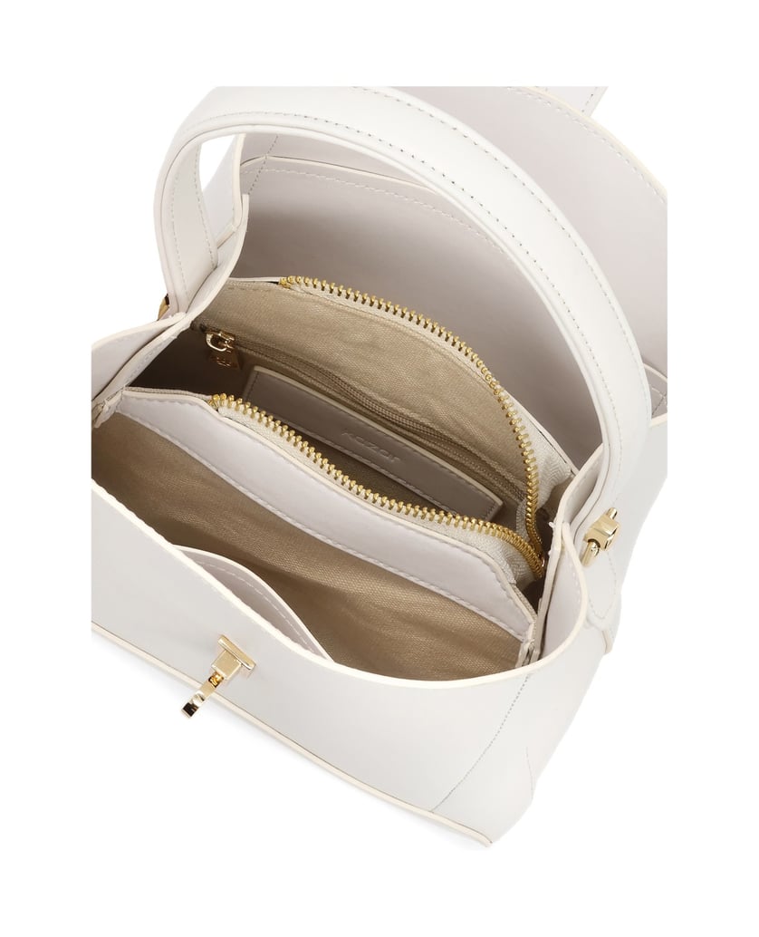 Kazar-Handtasche-mit-dekorativer-Schließe-und-Kette-weiss