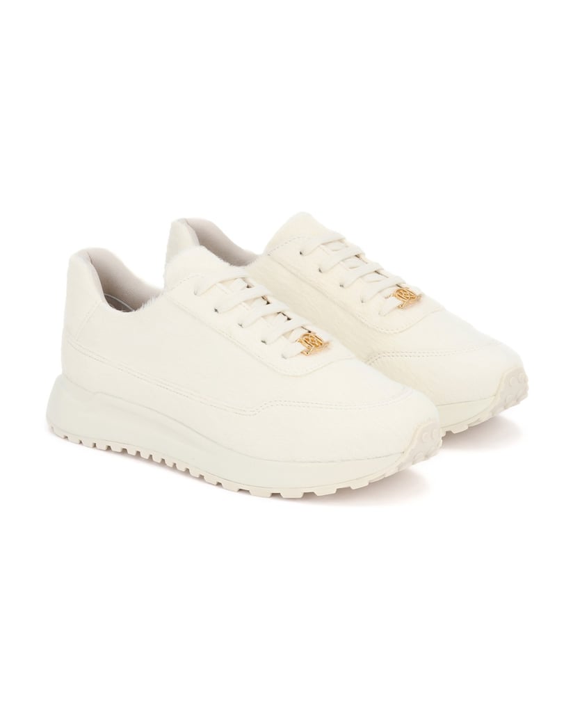 Kazar-Turnschuhe-mit-Naturhaar-bedeckten-Elementen-weiss