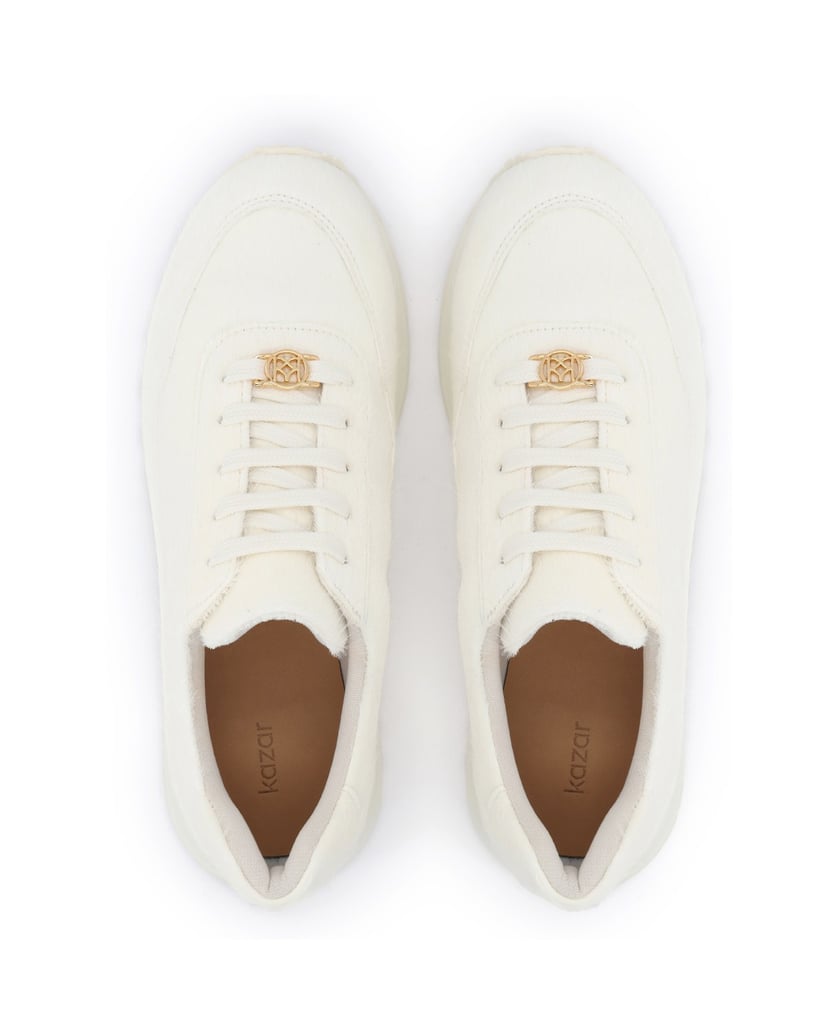 Kazar-Turnschuhe-mit-Naturhaar-bedeckten-Elementen-weiss