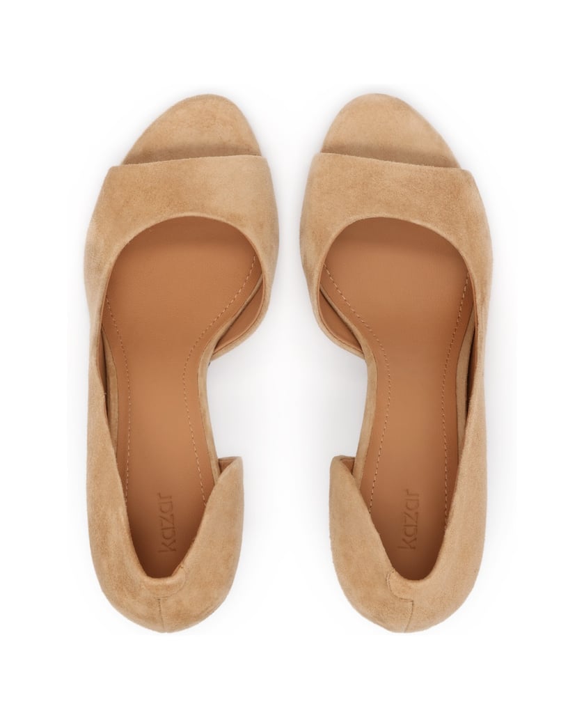 Kazar-Hellbraune-Peep-Toe-Pumps-aus-Wildleder-camel