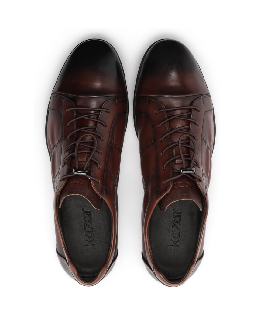 Kazar-Braune-Herren-Halbschuhe-aus-Leder-mit-schattiertem-Schaft-braun