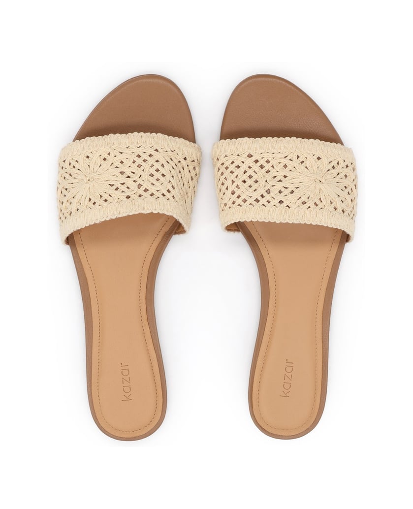 Kazar-Flache-Flip-Flops-mit-geflochtenem-Schaft-beige