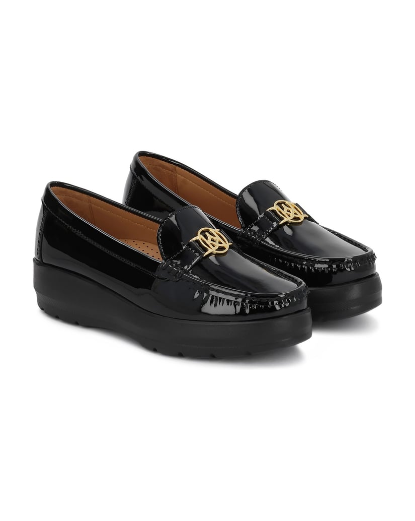 Kazar-Lackierte-Halbschuhe-mit-dicker-Sohle-schwarz