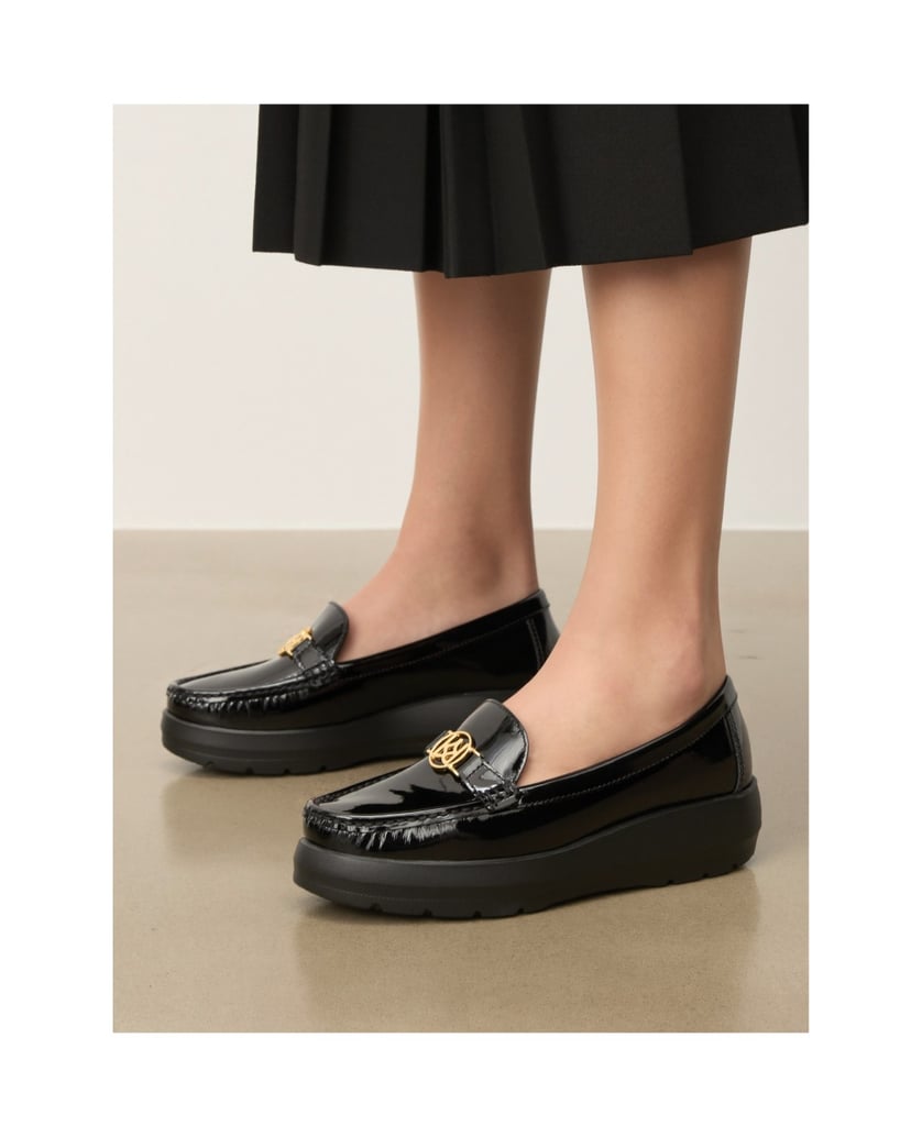 Kazar-Lackierte-Halbschuhe-mit-dicker-Sohle-schwarz