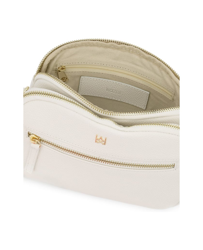 Kazar-Crossbody-Tasche-aus-Leder-am-Gürtel-weiss