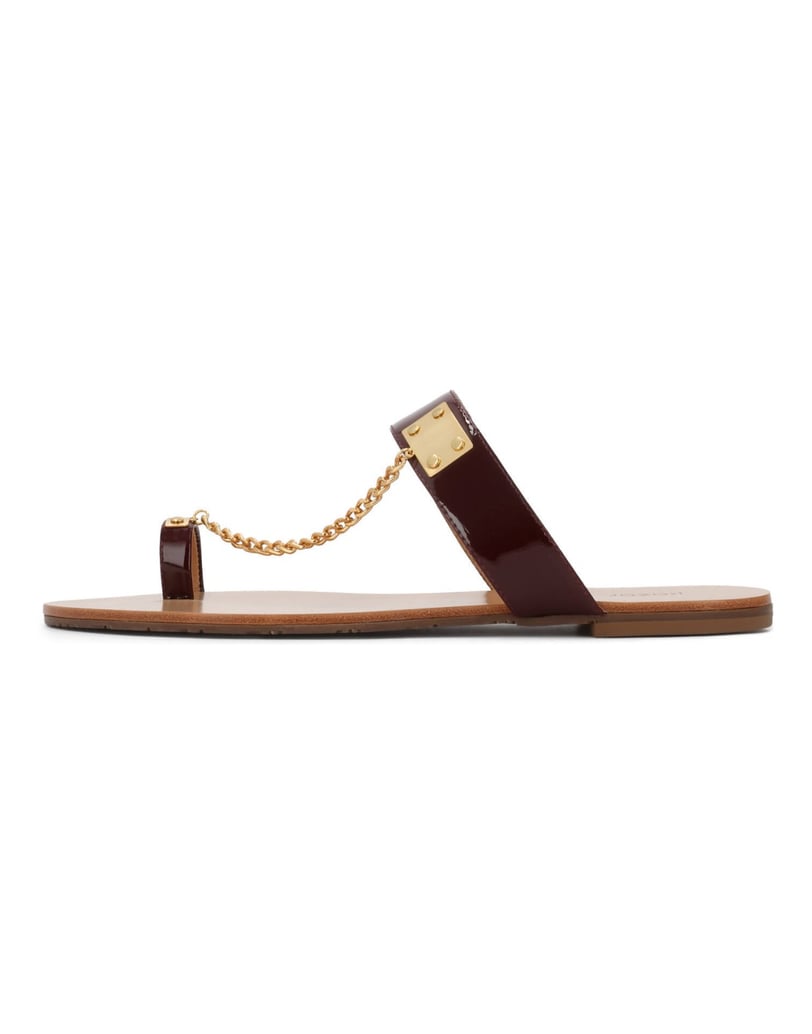 Kazar-Kastanienbraune-flache-Flip-Flops-mit-Kette-rot