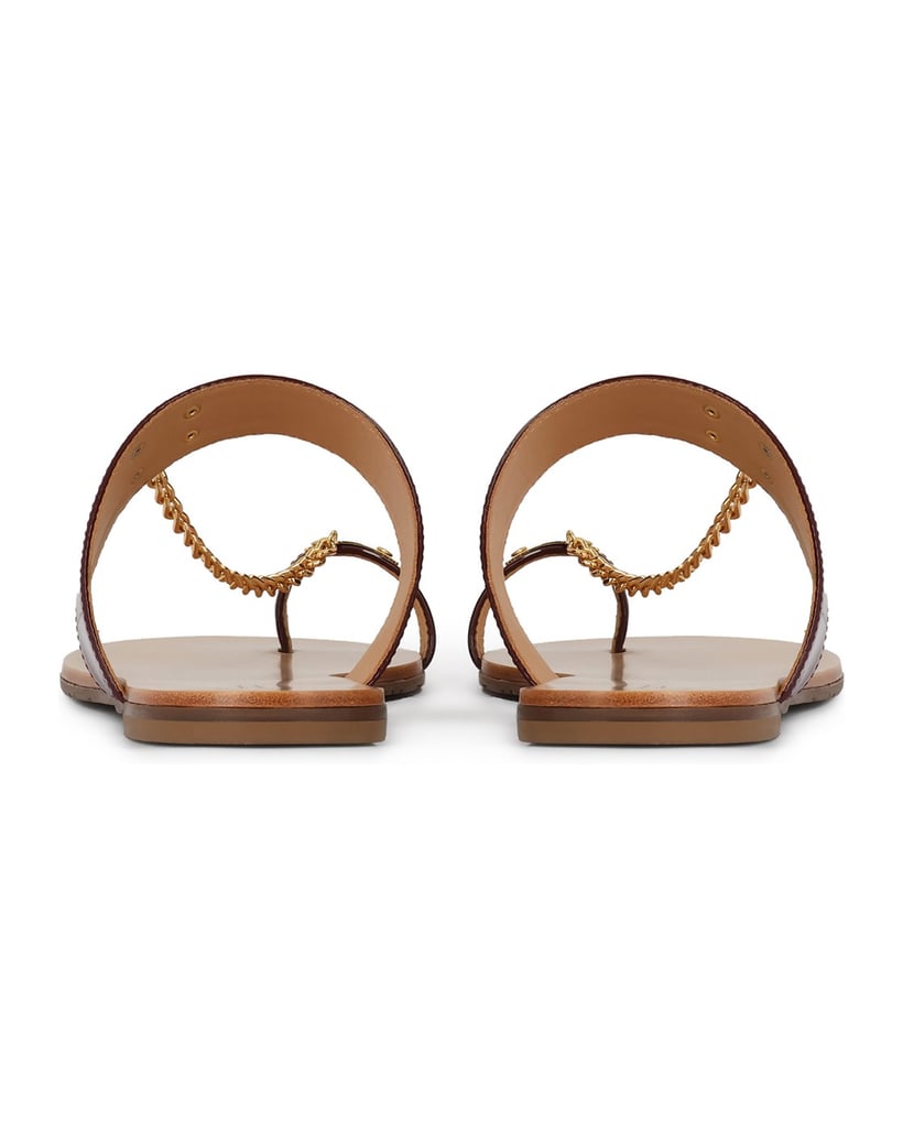 Kazar-Kastanienbraune-flache-Flip-Flops-mit-Kette-rot
