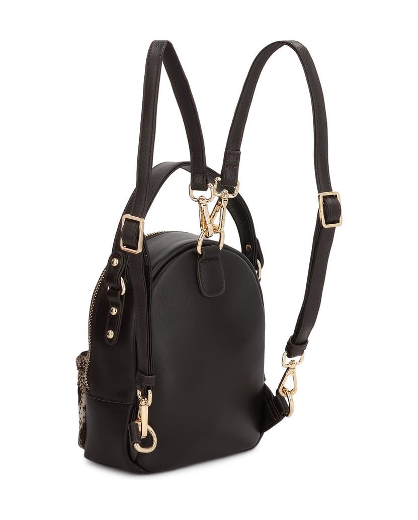 Kazar-Brauner-Rucksack-mit-dekorativer-Borstentasche-dunkelbraun