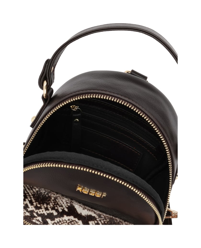 Kazar-Brauner-Rucksack-mit-dekorativer-Borstentasche-dunkelbraun