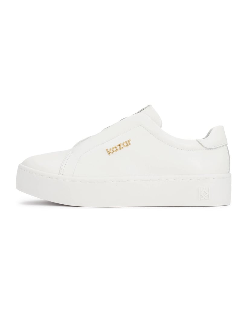 Kazar-Weiße-Leder-Sneakers-mit-einfacher-Sohle-weiss