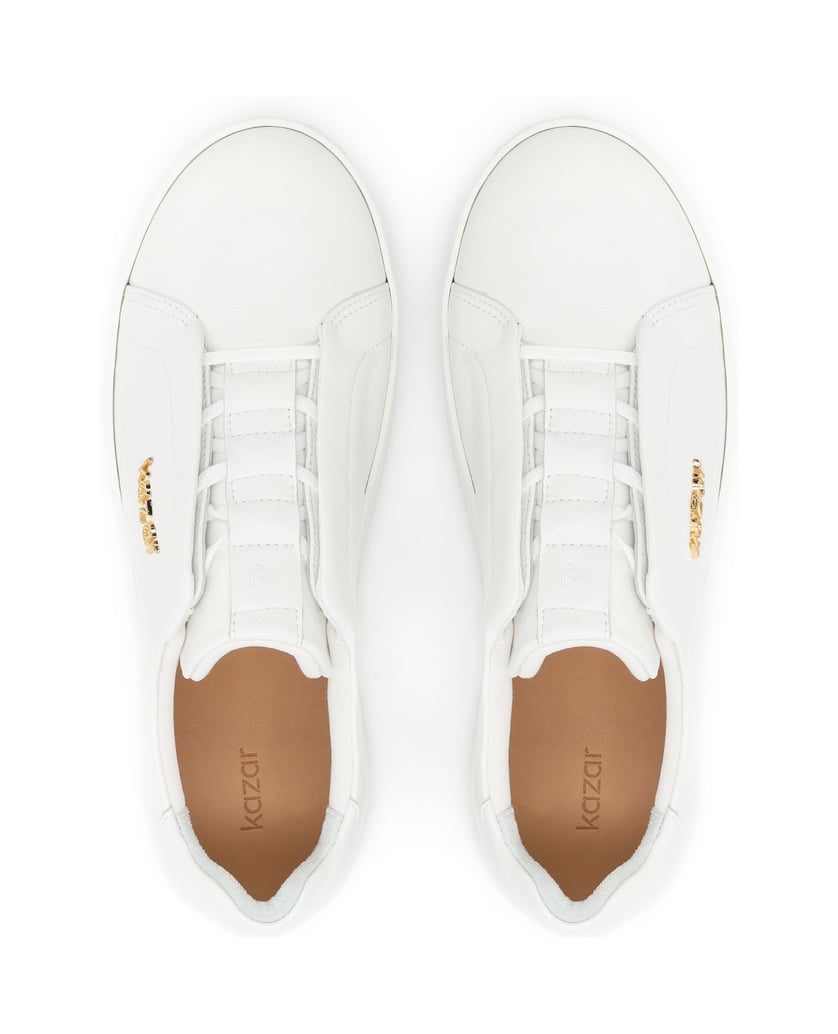 Kazar-Weiße-Leder-Sneakers-mit-einfacher-Sohle-weiss