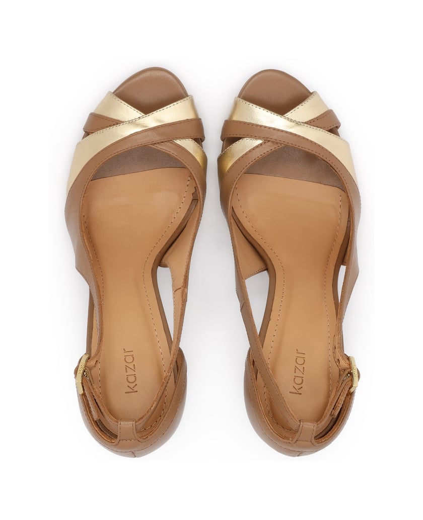 Kazar-Braune-und-goldene-Peep-Toe-Pumps-braun