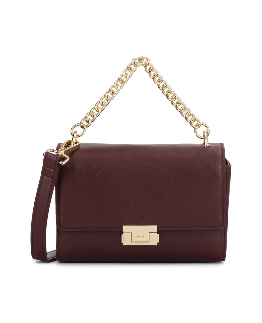 Kazar-Kastanienbraune-Handtasche-mit-Kette-und-Riemen-rot