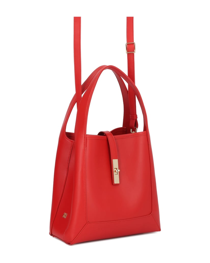 Kazar-Rote-Handtasche-mit-zwei-Griffen-und-einem-Riemen-rot