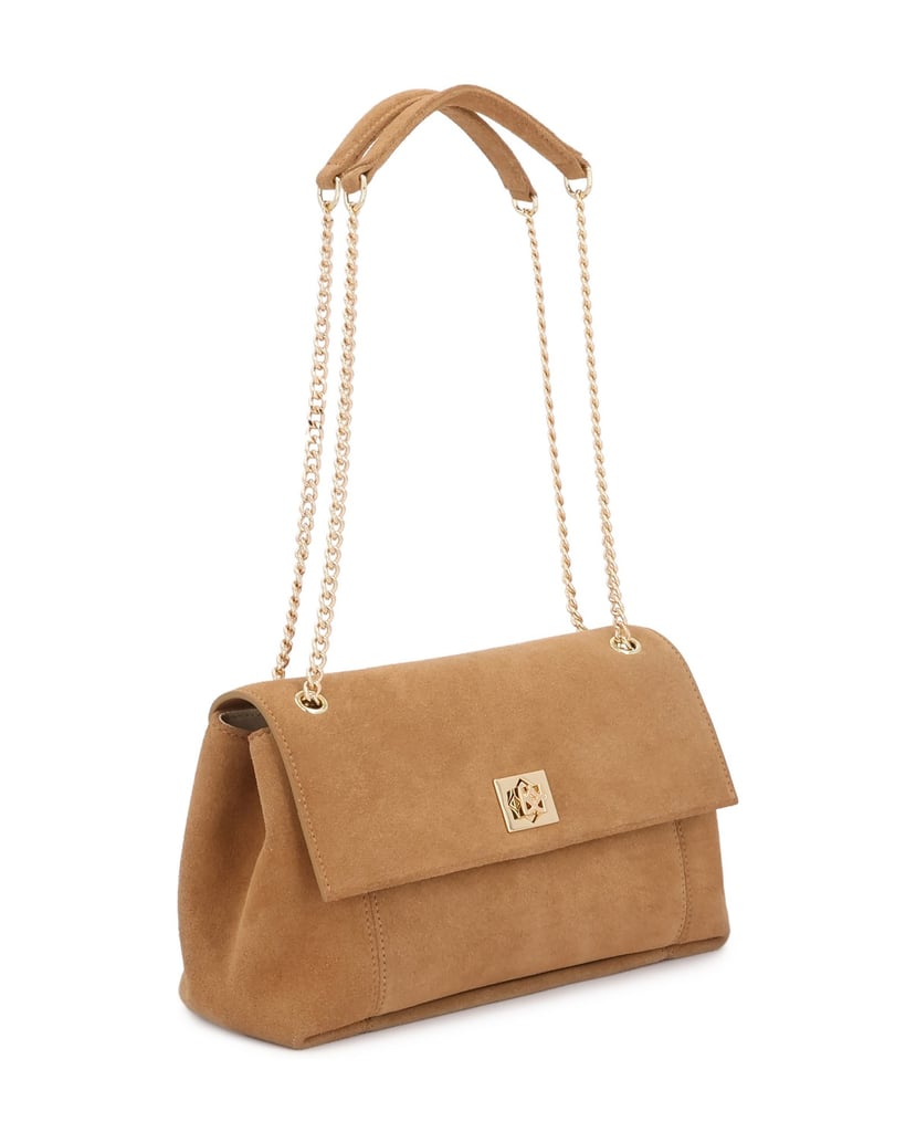 Kazar-Hellbraune-Wildlederhandtasche-mit-Monogramm-von-KAZAR-camel