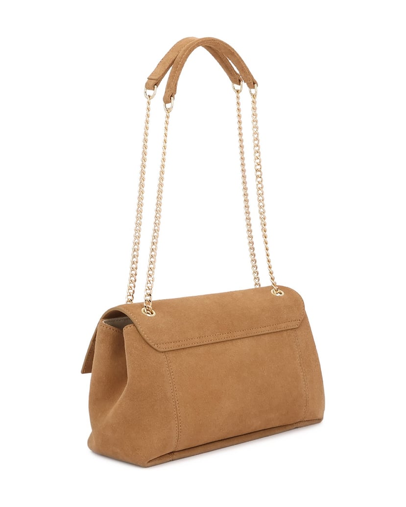 Kazar-Hellbraune-Wildlederhandtasche-mit-Monogramm-von-KAZAR-camel